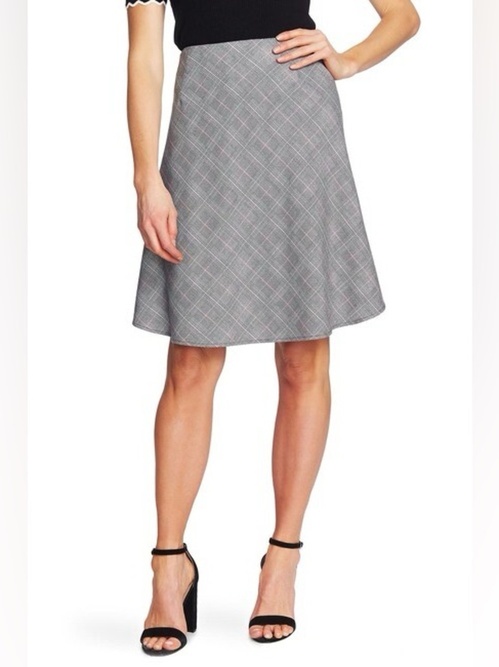Escada wool blend grey plaid skirt size 44 US Large